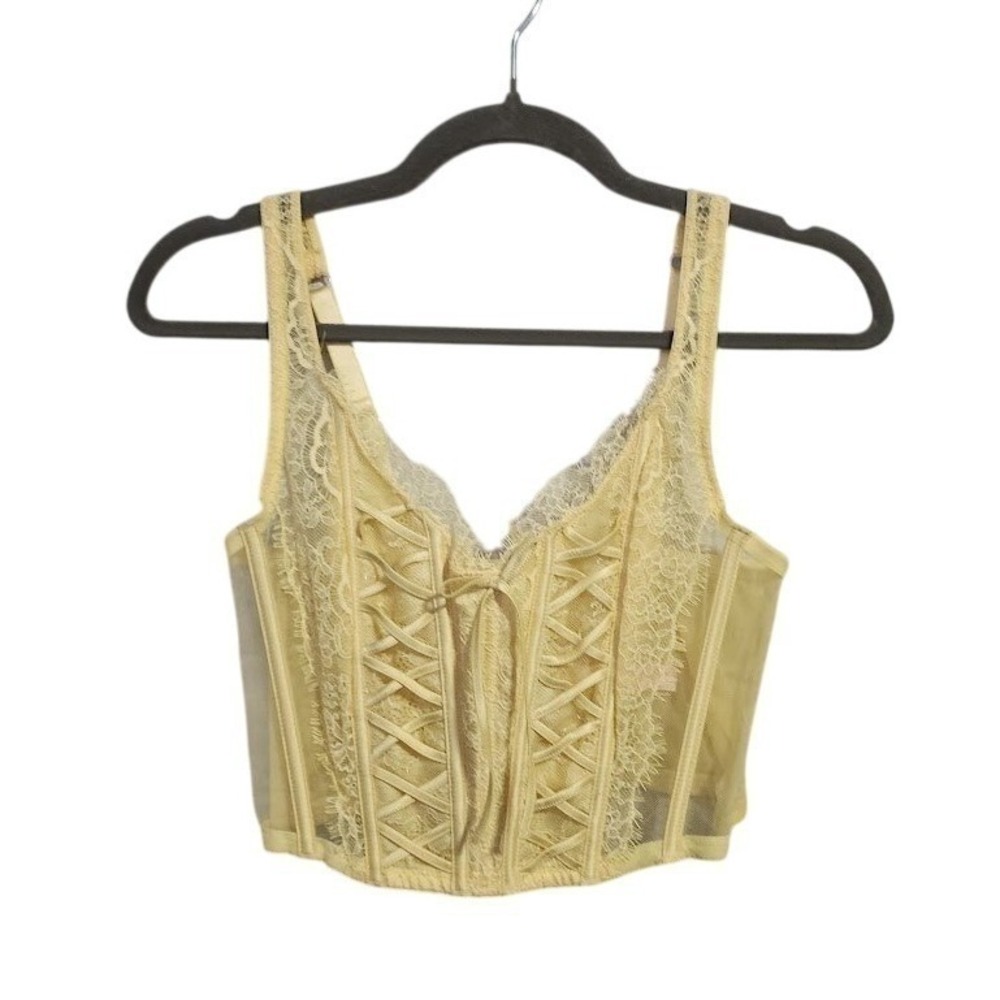 VICTORIA'S SECRET DREAM ANGELS Lace Corset Bustier Top Yellow‎ Y2K Size M-DD